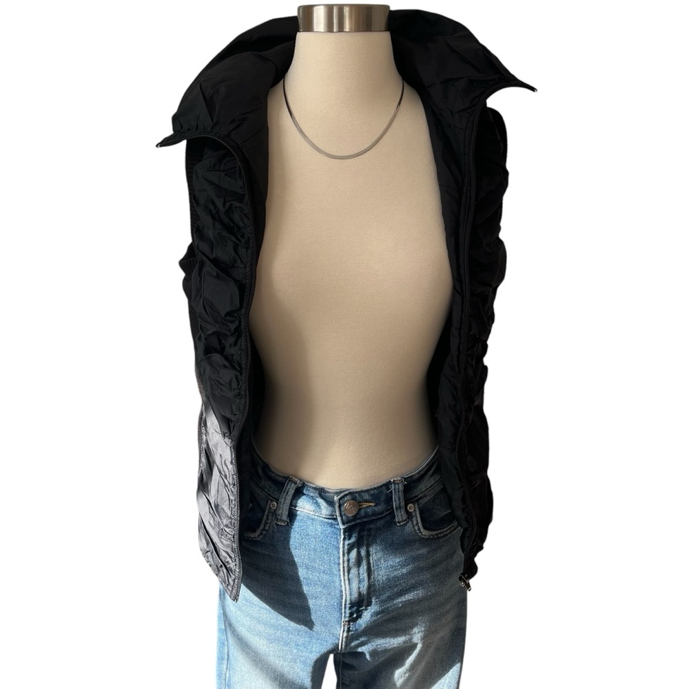 Free People shirred full zip insulated nylon vest black S - Picture 3 of 13